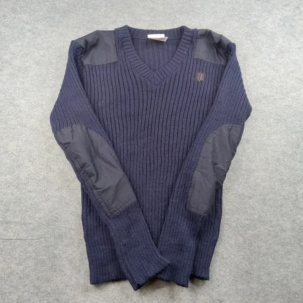 Brigade Quartermasters Sweater Mens‎ Large Blue Wool V Neck Commando England